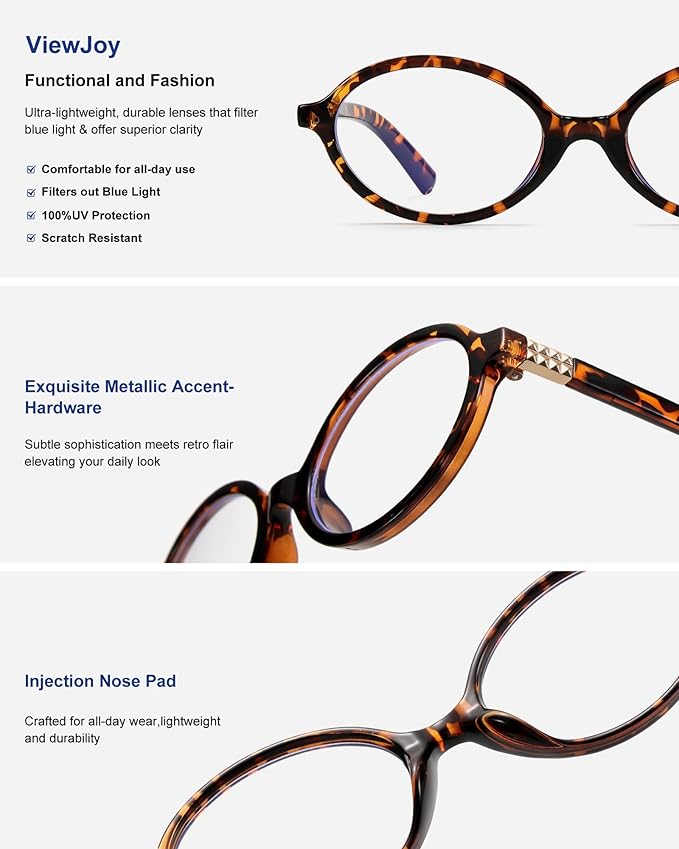 Retro Oval Blue Light Glasses for Women Fashion Computer Glasses Bluelight Blocking Eyewear Vintage Frame