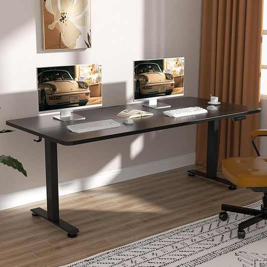Veken 63x27.6 Inch Large Electric Standing Desk, Heights Adjustable,Sit to Stand Up, Work Home Office Computer Table for Walking Pad, Wooden Desktop Desks, Black