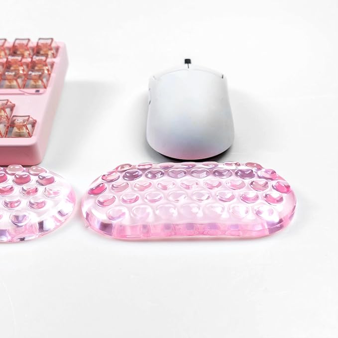 Ergonomic Gel Keyboard and Mouse Wrist Rest Set – Light Pink Wrist Rest for Computer Keyboard 75% 80%, Comfort & Support for Typing and Gaming