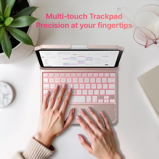 typecase Keyboard Case for iPad mini 7 (2024) & mini 6 (2021) - Wireless Case with Keyboard for iPad mini 7th 6th Generation 8.3" - 11 Colors Backlit Keyboard Cover with Trackpad - Rose Gold