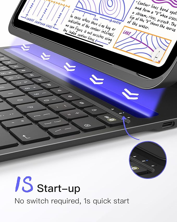 Inateck for iPad 10th/11th Gen Case with Keyboard, Ultralight Keyboard with Pen Holder for iPad 11th(2025 11" A16)/10th Gen(2022 10.9"), Air 11" M3/M2 (2025/2024), Air 5/4, Pro 11 4/3/2/1,AirTap Black