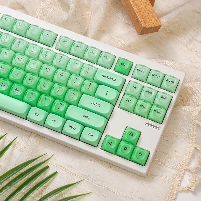 Sumgsn 132 Keys PBTJelly Keycaps MOA Profile Green Keycaps Comaptible with Wooting Keyboard 61/64/87/104/108 Cherry Mx Switches Mechanical Keyboards
