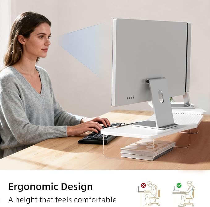 LED Dual Monitor Stand Riser for 2 Monitors,Office Desktop Wooden Stand Adjustable Length and Angle 3 Shelf,Extra Long Multifunctional Stand up to 39.3" for Computer,Laptop,TV,White