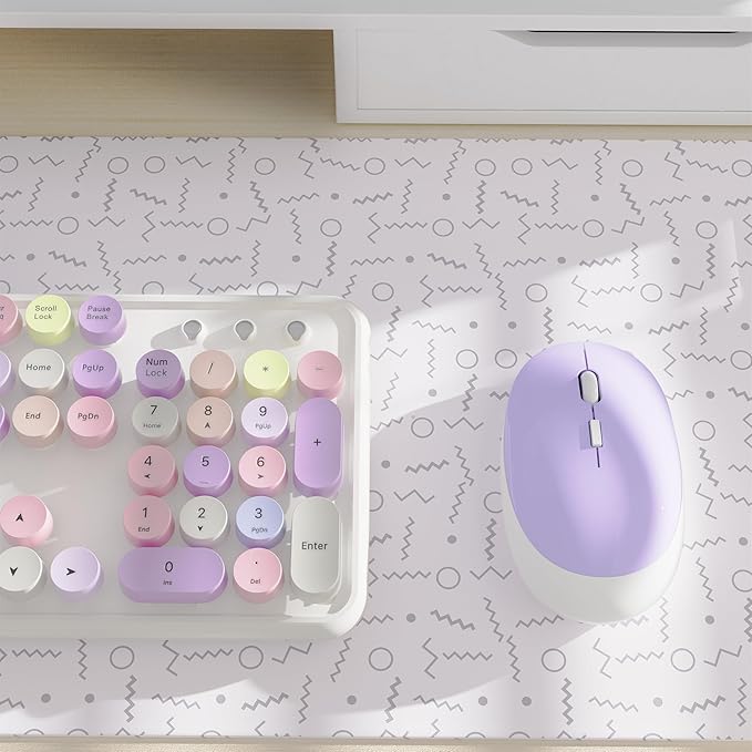 x UBOTIE Colorful Wireless Keyboard and Mouse Combo, Full-Sized Office Keyboard with Typewriter Flexible Keys, 2.4GHz Dropout-Free Connection, Optical Mouse for PC Laptop(White Colorful)