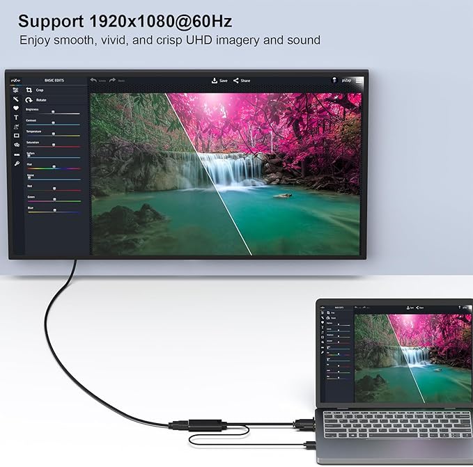 BENFEI VGA to HDMI Adapter, 1080P Converter with Audio from Computer/Laptop VGA Source to HDMI TV/Monitor