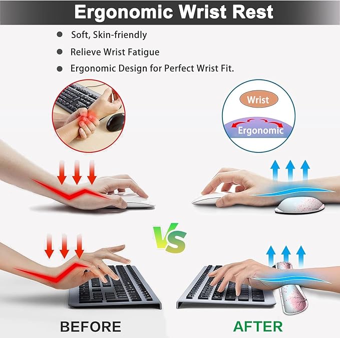 Large Mouse pad and Keyboard Support Set, Ergonomic Memory Foam Keyboard Wrist Rest, Extended Gaming Mouse Pad with Stitched Edges, Sakura Cherry Tree XXL Desk Mat (31.5 X 11.8 in)