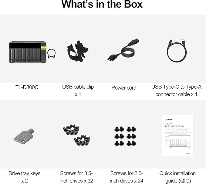 QNAP TL-D800C 8 Bay Desktop JBOD Storage Enclosure with USB 3.2 Gen 2 Type-C Connectivity