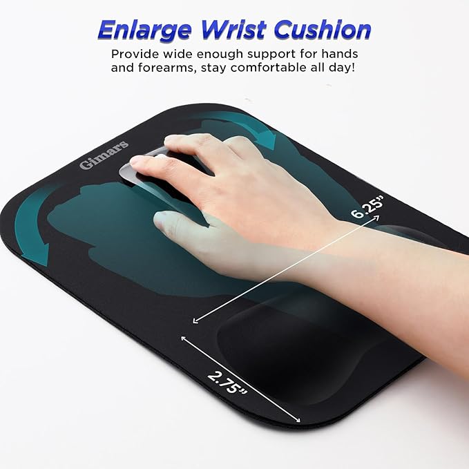 Gimars Large Smooth Superfine Fibre Memory Foam Ergonomic Mouse Pad Wrist Rest Support Mousepad with Nonslip Base for Laptop, Computer, Gaming&Office