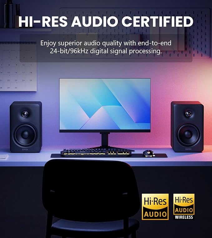 Edifier M90 Computer Speakers, 100W RMS Desktop Speakers, Hi-Res Audio, LDAC,Bluetooth 6.0 Compact Speaker, HDMI eARC/Optical/USB-C/AUX Input, SUB Out Powered Speakers, Remote Control for TV/PC-Black