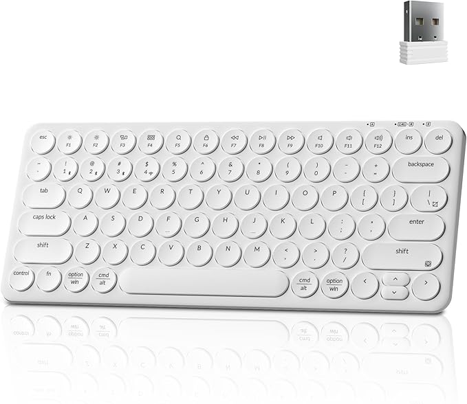 Keychron B3 Pro 75% Ultra-Slim Wireless Keyboard, 2.4GHz, Bluetooth 5.2 / Wired USB Connection, Portable Silent White Bluetooth Keyboard for Mac Windows Linux Tablet Phone
