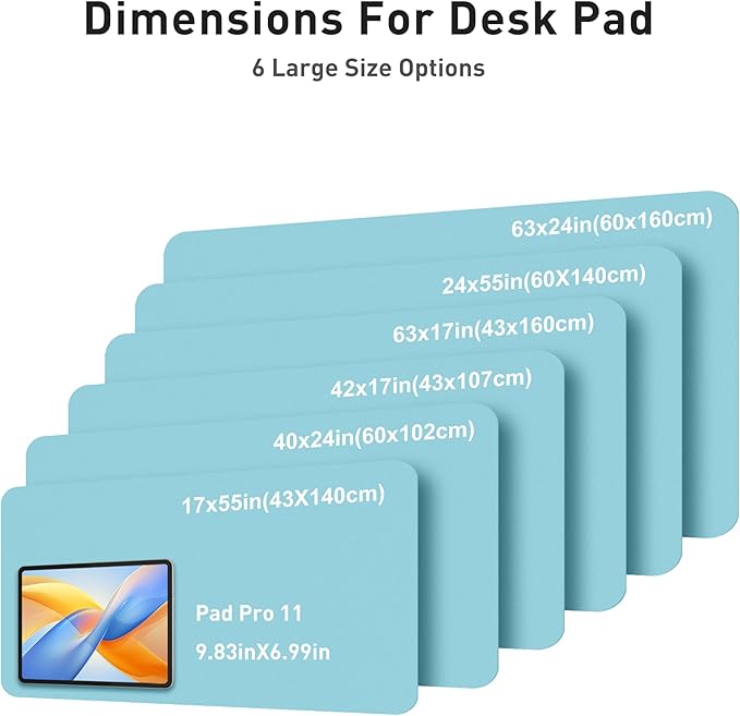 Aothia Faux Leather Desk Mat - Large Mouse Pad, Non-Slip PU Leather Blotter, Waterproof Writing Surface for Office and Home (Blue Topaz, 40" x 24")