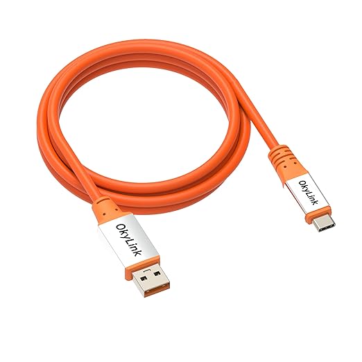 OkyLink 5ft (1.5M) USB 3.2 Gen 2 Type A to Type C Male to Male Cable - 10Gbps Long Range, Orange