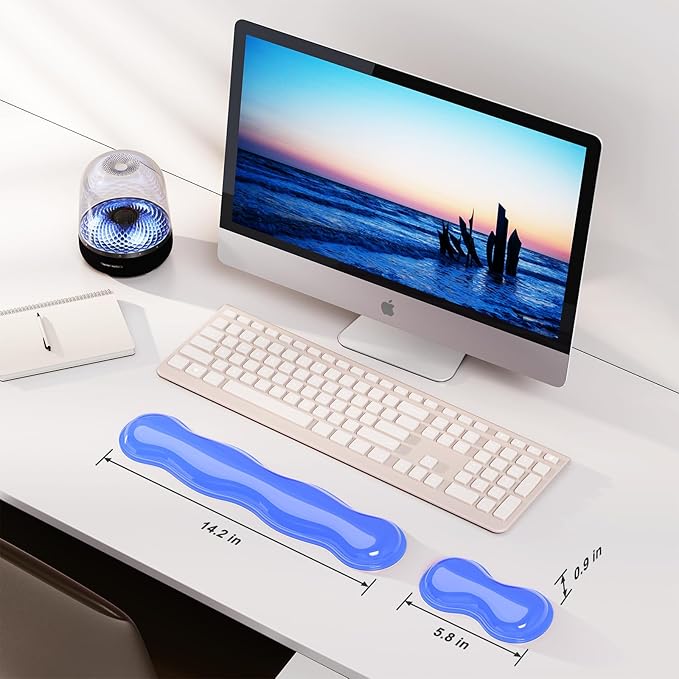 Gel Keyboard and Mouse Wrist Rest Set, Comfort Ergonomic Wrist Support, for Wrist Pain Relief, Computer Keyboard Wrist Rest (Blue)