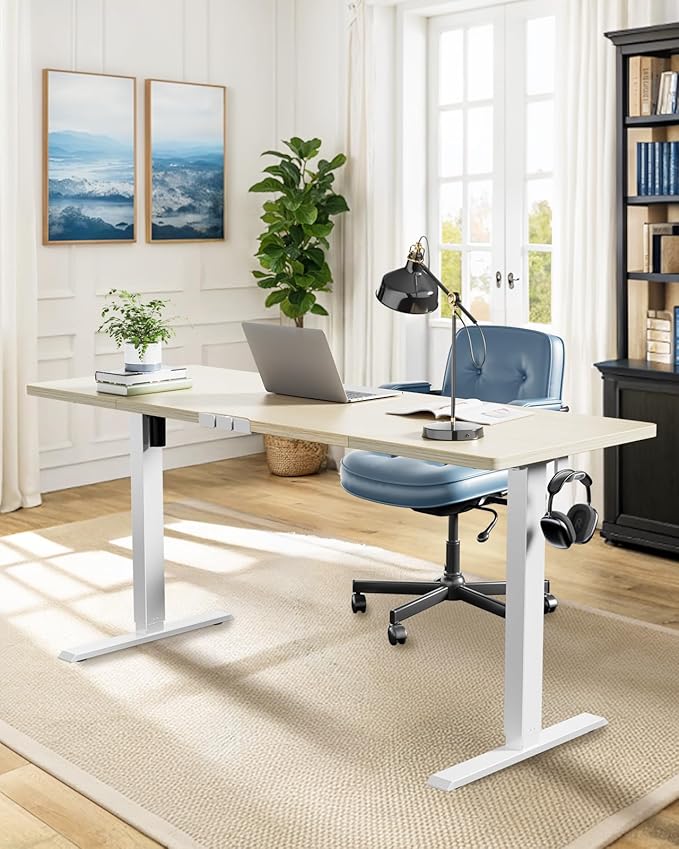 Marsail 63x24 Electric Standing Desk - Adjustable Height Computer Desk with Memory Presets, Storage Bag & Cable Management for Home Office & Gaming Workstations