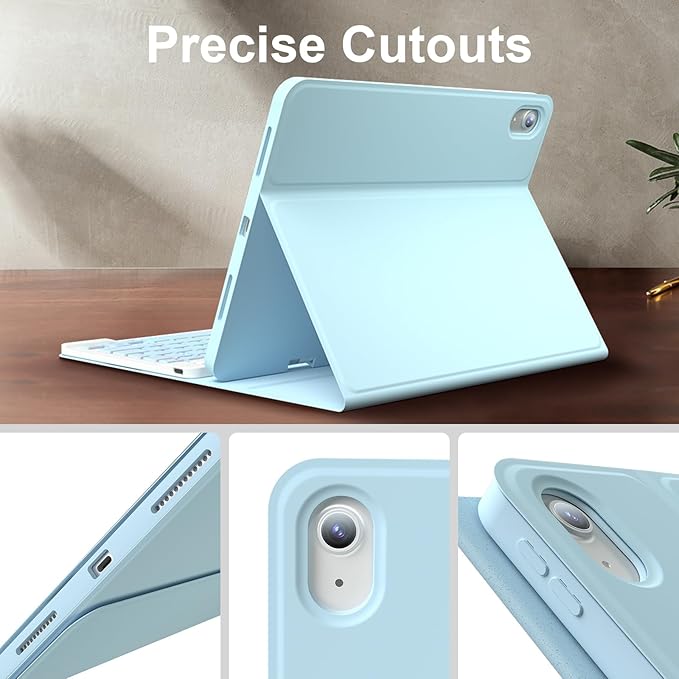 iPad 11th 10th Generation Case with Keyboard 10.9 Inch 2022 Detachable Wireless 7Colors Backlight Keyboard Case with Pencil Holder for and Magnetic Disc Universal Stylus Pen