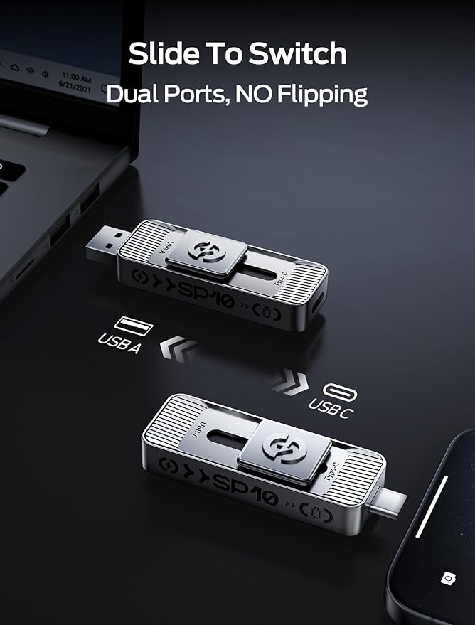 MOVE SPEED 1TB 1050MB/s Thumb Drive, Dual USB 3.2 & Type-C Ports USB Drive for iPhone 17 Mac, iPad, Android- Ideal for Creators, Photographers, Fast File Transfer