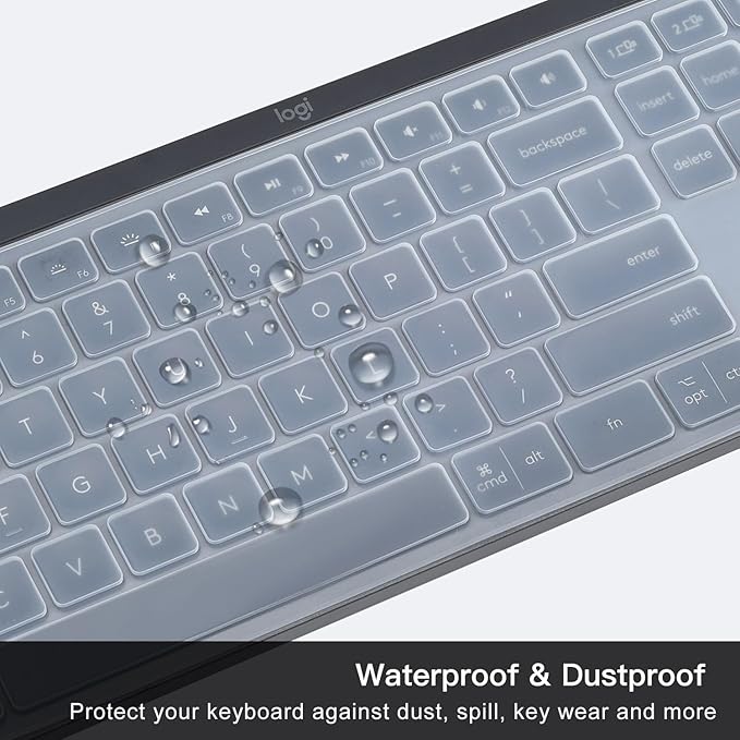 Keyboard Cover Skin for Logitech MX Keys S & MX Keys Advanced Illuminated Wireless Keyboard, Logitech Craft Advanced Wireless Keyboard Protector, (Not Fit MX Keys S for Mac), Clear