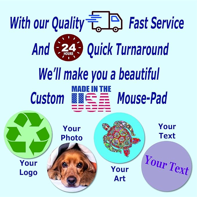 Personalized Mouse Pad - Add Pictures, Text, Logo or Art Design and Make Your Own Customized Mousepad. Each Custom Mouse Mat Comes in a Colorful Gift Bag. Personalized Your Gaming Mousepad (Round)