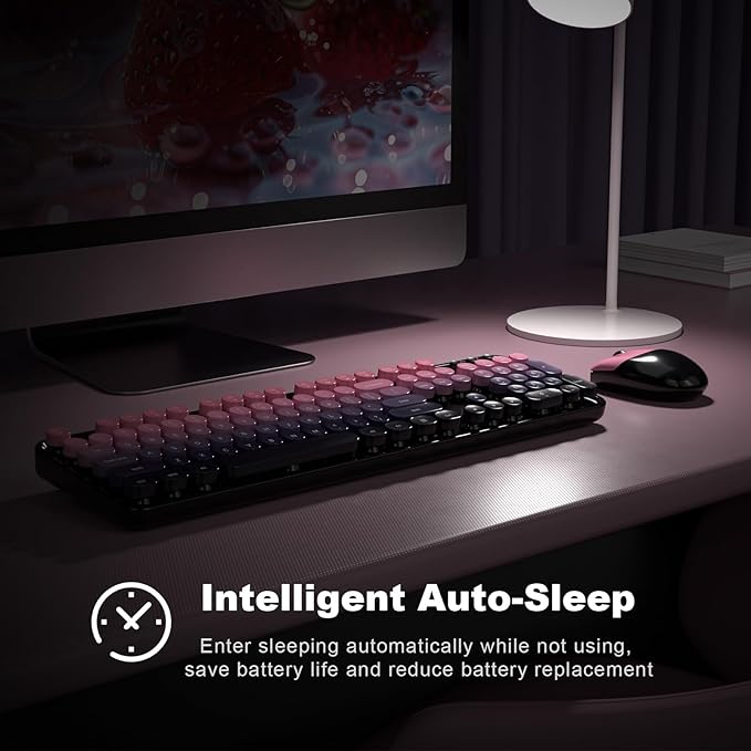 KNOWSQT Wireless Keyboard and Mouse Combo - Blackpink-Gradient Colorful 2.4G Typewriter Full-Size Cute Keyboards - USB Receiver Plug and Play, for Computer, PC, Laptop, Desktop, Windows