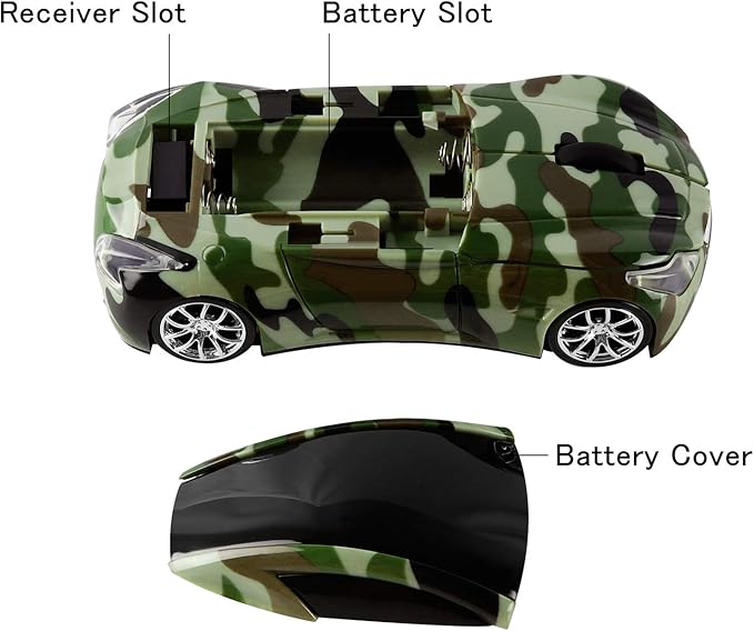 elec Space Cool Sport Car Shape 2.4GHz Wireless Mouse Optical Cordless Mice with USB Receiver for PC Laptop Computer 1600DPI 3 Buttons