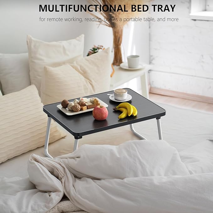 Lap Desks Laptop Tray for Bed or Couch,Portable Breakfast Serving Tray with Folding Legs,Foldable & Lightweight Mini Table, Laptop Stand for Working, Reading and Writing,Black