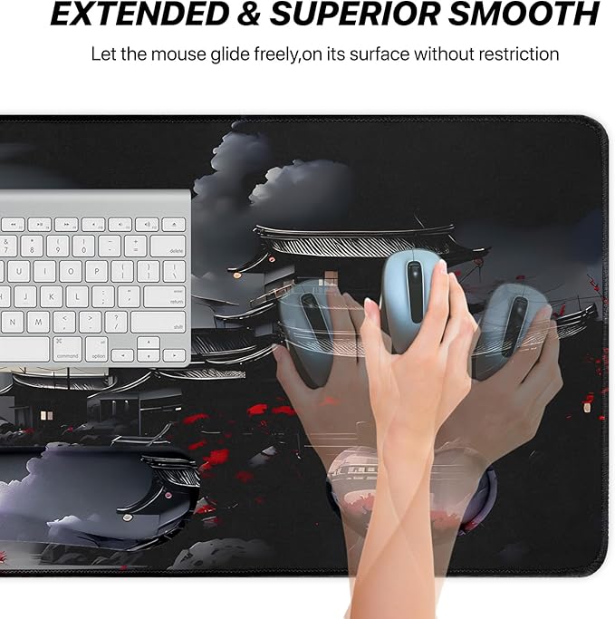 3-in-1 Large Gaming Mouse Pad Set, Anime Mouse Pad with Wrist Rest, Large Mousepads for Keyboard and Mouse with Non-Slip Rubber Base,Suitable for Office,Home,31.5 x 11.8 Inch