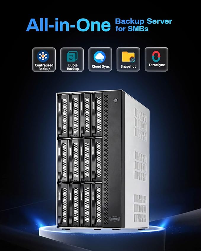 TERRAMASTER T12-500 Pro NAS Storage - 12Bay Core i7 1255U 10-Cores 12-Threads CPU, 16GB DDR5 RAM, Dual 10GbE Ports, Network Attached Storage Peak Performance for Business (Diskless)