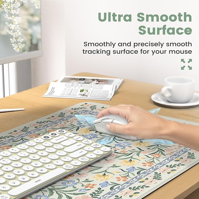 iCasso Green Desk Pad Mat, Large Mouse Pad and Keyboard Wrist Rest Set, Desk Protector Mat,4in1 Ergonomic Carpal Tunnel Keyboard Pad with Wrist Support for Desktop Cover Home Office Computer