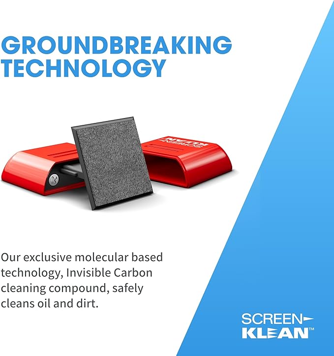 CarbonKlean ScreenKlean Tablet Screen Cleaner - Compatible with iPad, Android & Amazon Tablet - with Carbon Microfiber Tech-Injected Red-1 Count (Pack of 1)