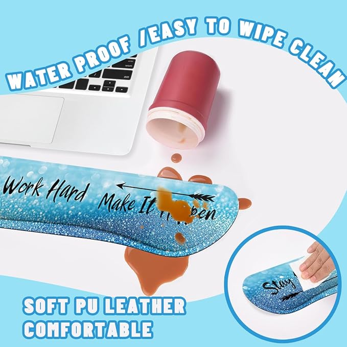 Motivational Quote Mouse Pad Set Stay Positive Work Hard Blue Gaming Mousepad 4in1 Desk Mat for Desktop Anti-Slip XXL Big Computer Ergonomic Mousepad with Wrist Support for Keyboard and Mouse