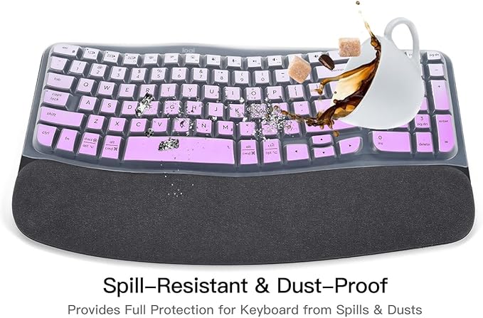 Keyboard Cover Skin for Logitech Wave Keys MK670 Combo Keyboard Skin, Logitech Wave Keys Wireless Ergonomic Keyboard Cover Protector Skin Accessories, Ombre Purple