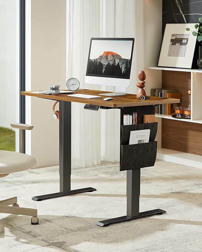 Marsail Electric Standing Desk, 40x24 Inch Adjustable Height Home Office Gaming Desk with 4 Memory Presets, Storage Bag, Stand-Up Desk for Computer Workstations. Headphone Hook,Cable Organizer