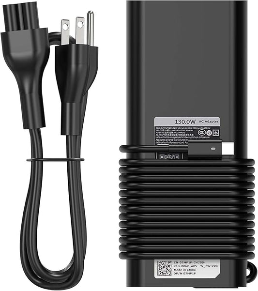 Replacement for Dell 130W Laptop Charger USB C Type C Slim AC Power Adapter for Dell Xps 17,Precision 5550 5530 2in1,XPS 15 2in1 9575，Latitude 7410 7310 7210 9410 9510 5420 5520 5510