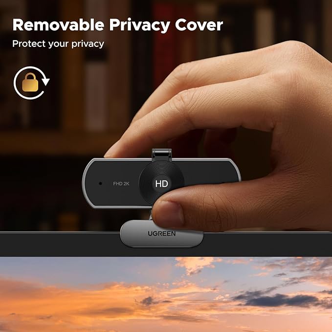 UGREEN 2K Webcam for PC Ultra HD 1080P Computer Webcam with Microphone, PC Camera with Privacy Cover, USB Web Camera for Streaming, Conference, Video Calling, Zoom, Skype, Teams, FaceTime, Space Grey