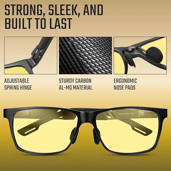 IBOANN Blue Light Glasses for Men - Lightweight Al-Mg Metal, Gaming Computer Blocking Glasses, Eye Protection Anti Eyestrain