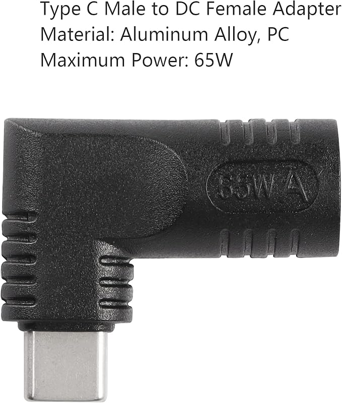 SinLoon 65W PD DC 7.9mm x 0.9mm Female (7.9mm x 5.5mm) Input to USB Type C Male Power Charging Adapter,Uilt-in with PD Automatic Identification Induction Chip,for Phones,Tablets, Laptops(black 7909 A)
