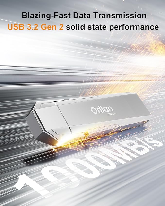 512G External Portable SSD USB Solid State Drive, Up to 1000MB/s USB 3.2 Gen 2 Solid State, Type C + A Dual Drive for Phone/Android Laptops/Windows/Mac, Silver