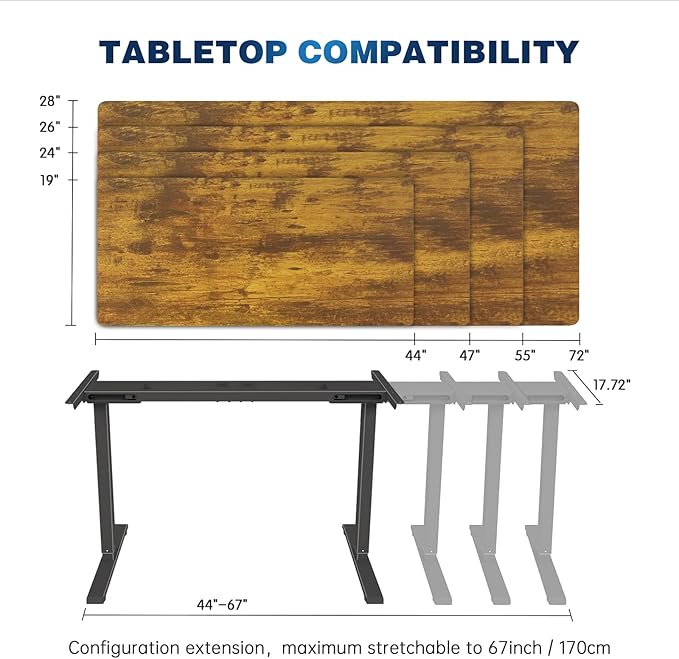 Dual Motor Standing Desk Frame, Electric Adjustable Legs, Workstation Desk Base, Sit stand desk frame, 3 Memory Height Settings, with Cable Management Tray, Headphone Hook