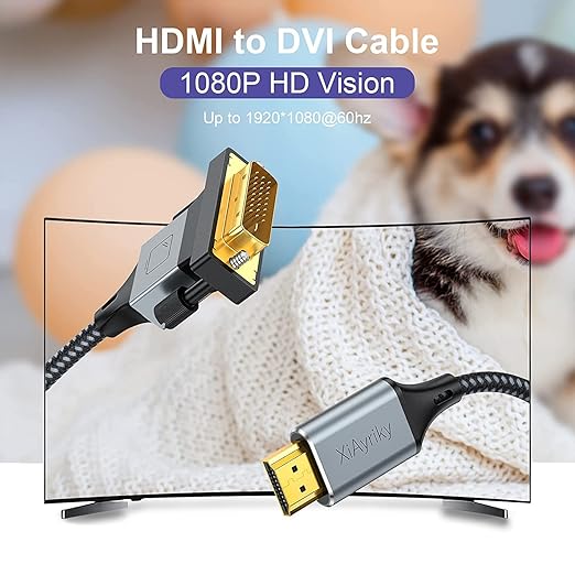 HDMI to DVI Adapter Cable 2-Pack, 6 Ft Bidirectional DVI to HDMI Cord Adapter Male to Male Support 1080P, 3D Comupter,Monitor,Game Console