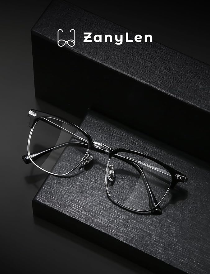 Blue Blocker Glasses for Men Metal Browline Computer Gaming Glasses Filter Blue Ray