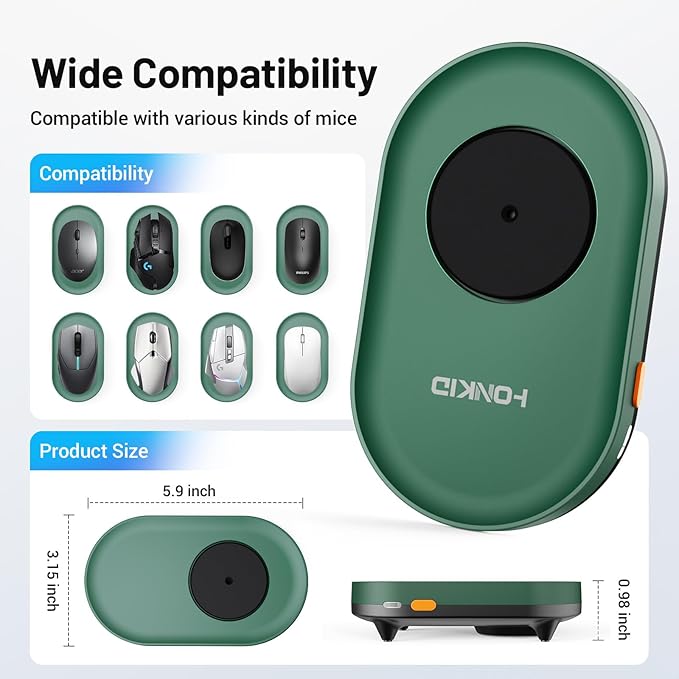 HONKID Undetectable Mouse Mover Jiggler with ON/Off Switch and USB Port Drive-Free,Simulate Physical Automatically Mouse Movement,Prevent Computer Laptop Inactive/Lockdown (Green