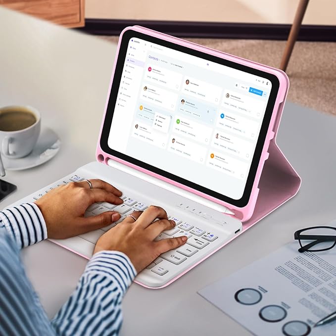 BORIYUAN iPad mini 7th Gen Keyboard Case 2024, Detachable Bluetooth Keyboard Slim Folio Smart Cover with Build-in Pencil Holder for iPad mini (A17 Pro) 7th Gen 2024 / 6th Gen 8.3 Inch, Pink