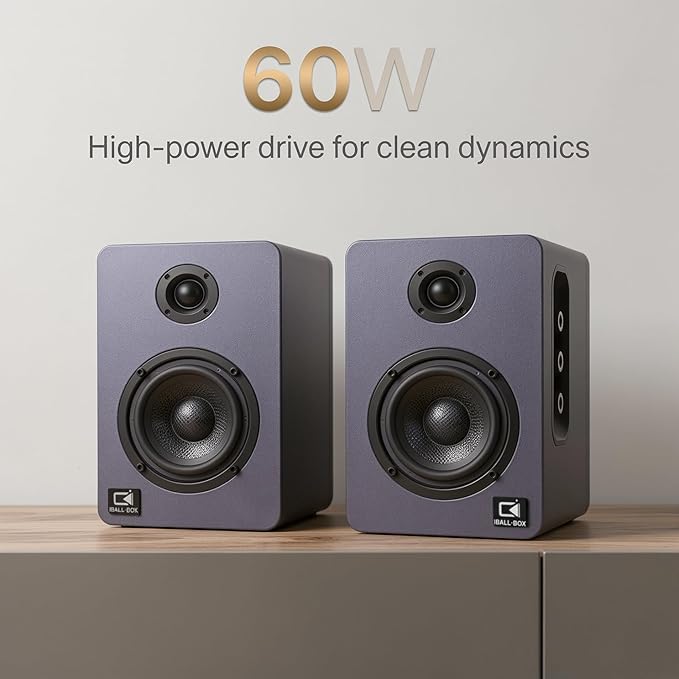 60W Desk Speakers for PC, Bluetooth 5.3 DSP, 24-Bit Optical, USB-C/AUX, Silk-Dome Tweeter, Carbon-Fiber Driver, for Laptop/Mac/Monitor (Slate Blue)