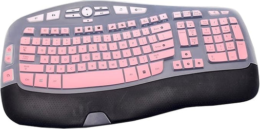 Silicone Keyboard Skin Cover Compatible for Logitech K350 MK550 MK570 Wireless Wave Keyboard, Logitech K350 MK550 MK570 Keyboard Skin (Ombre Pink)
