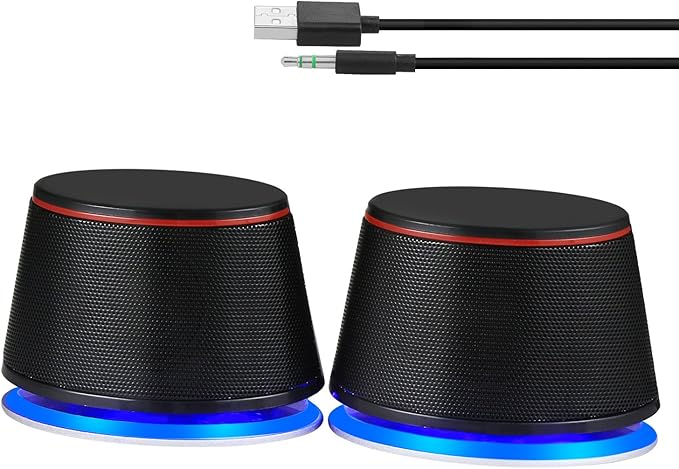 Sanyun SW102 Computer Speakers, 5Wx2, Deep Bass in Small Body, Stereo 2.0 USB Powered 3.5mm Aux Multimedia Speakers, Built-in Bottom Bass Radiators, PC Laptop Desktop Speakers, Black