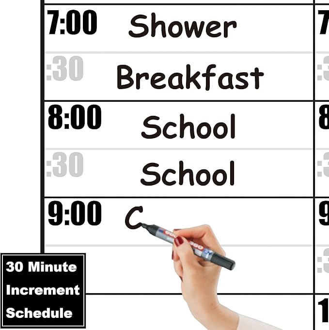36x45 Inch Large Dry Erase Weekly Wall Calendar 24 Hour Time Slots And 24x36 Inch Big Monthly White Board Planner Combo For Work,Home Office,Jumbo Weekly Homeschool Calendar 30 Minute Increments
