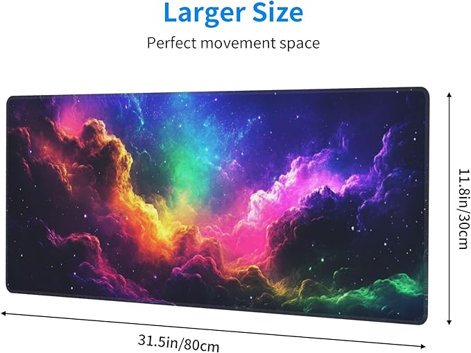 Colorful Clouds Desk Mat Large Gaming Mouse Pad Colorful Clouds Extended Mousepad Big in Laptop Computer Mouse Keyboard Mat for Office Desk Decor 31.5x12 in