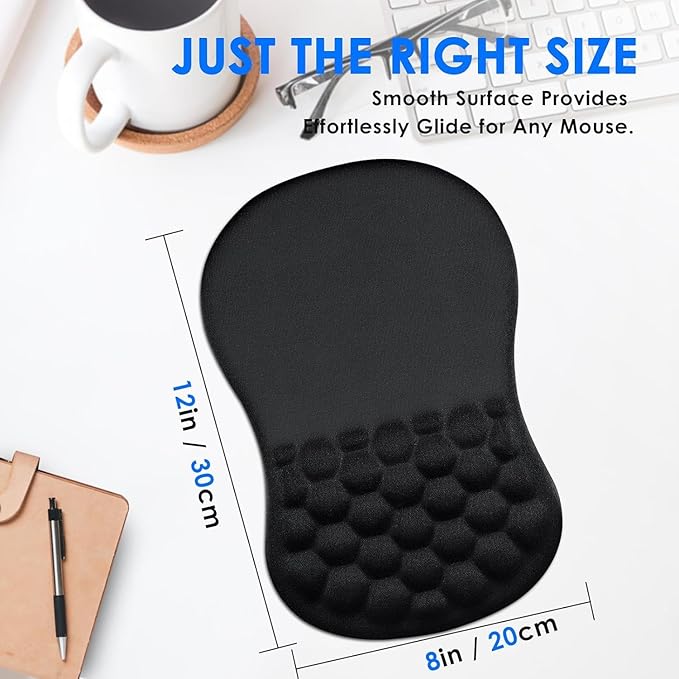 Ergonomic Mouse Pad with Wrist Rest, Carpal Tunnel Mousepad Waist Support, Memory Foam Massage Design Pain Relief (ABCD234)