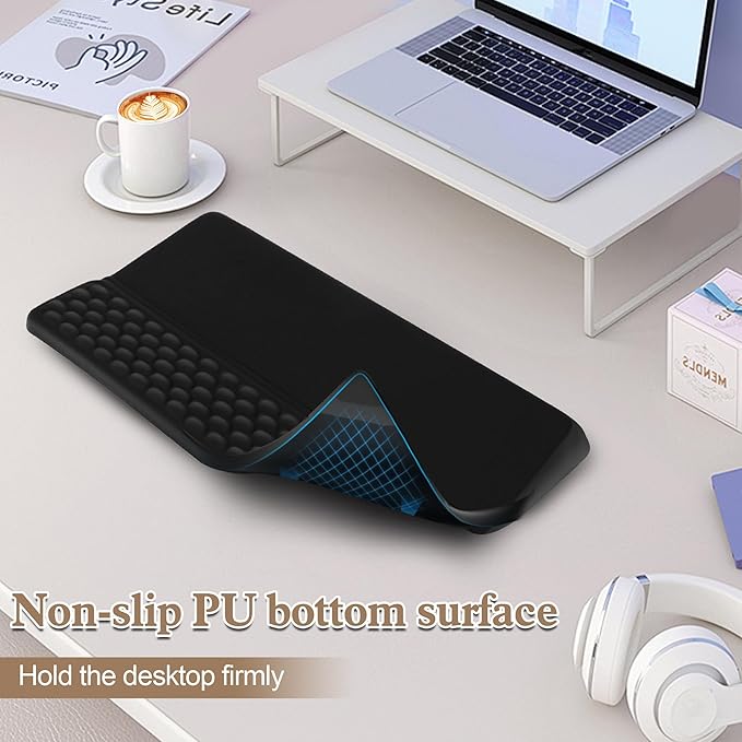 HONGZHONG Keyboard Stand with Wrist Rest, Extra Large Computer Wrist Support Pad, Comfy Ergonomic Keyboard Riser Holder for Relieve Hand Pain, Black (Point Type)