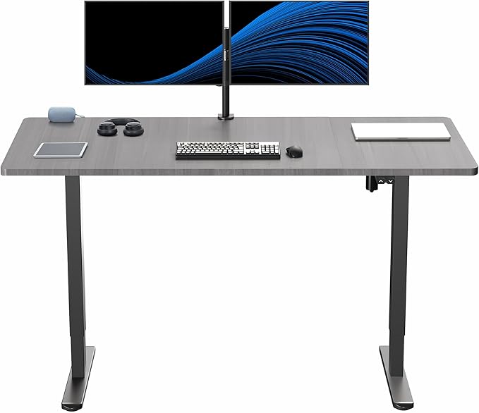 VIVO Electric 60 x 30 inch Stand Up Desk, Height Adjustable, Dark Gray Top Black Frame, Home and Office Furniture Sets, DESK-KIT-0B6G